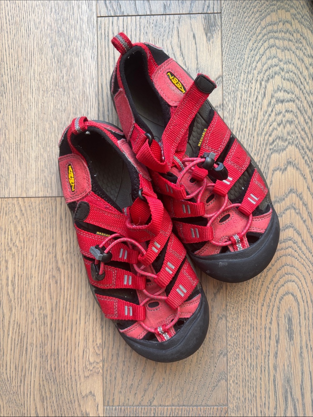 Keen Kids Red Sport Sandals with Black Toe Caps